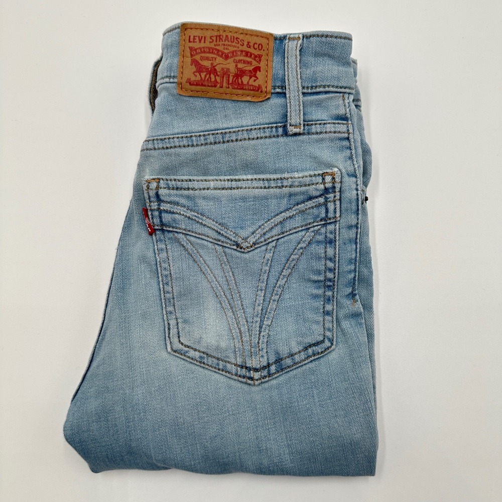 Levi's 721 Light Wash Frayed Hem Indigocore Womens 25 High Rise Skinny Jeans